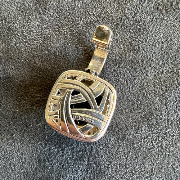 David Yurman Albion Hematite Pendant w/ Pavé White Diamonds - 14mm - RARE - Picture 9 of 12